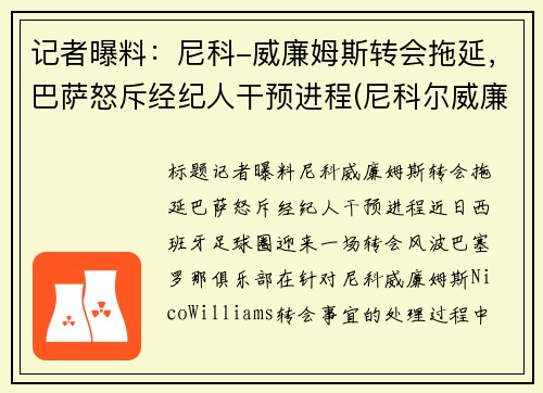 记者曝料：尼科-威廉姆斯转会拖延，巴萨怒斥经纪人干预进程(尼科尔威廉姆斯)