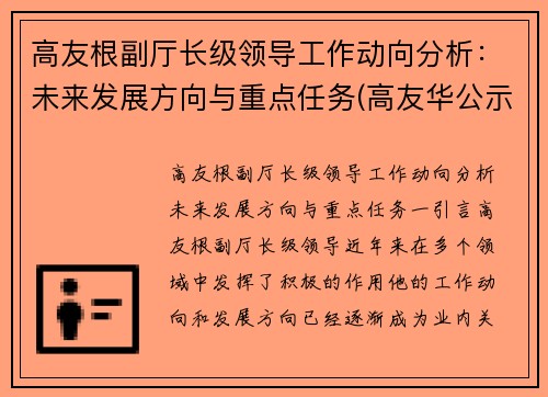 高友根副厅长级领导工作动向分析：未来发展方向与重点任务(高友华公示)