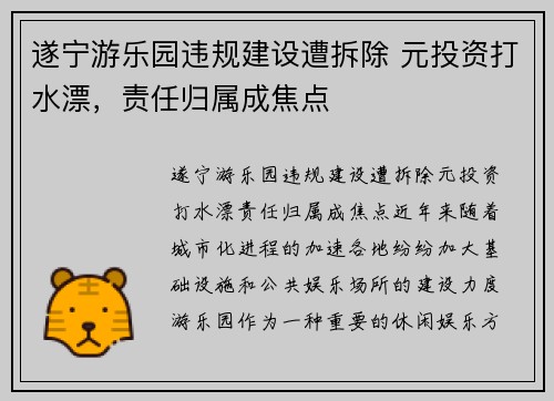 遂宁游乐园违规建设遭拆除 元投资打水漂，责任归属成焦点